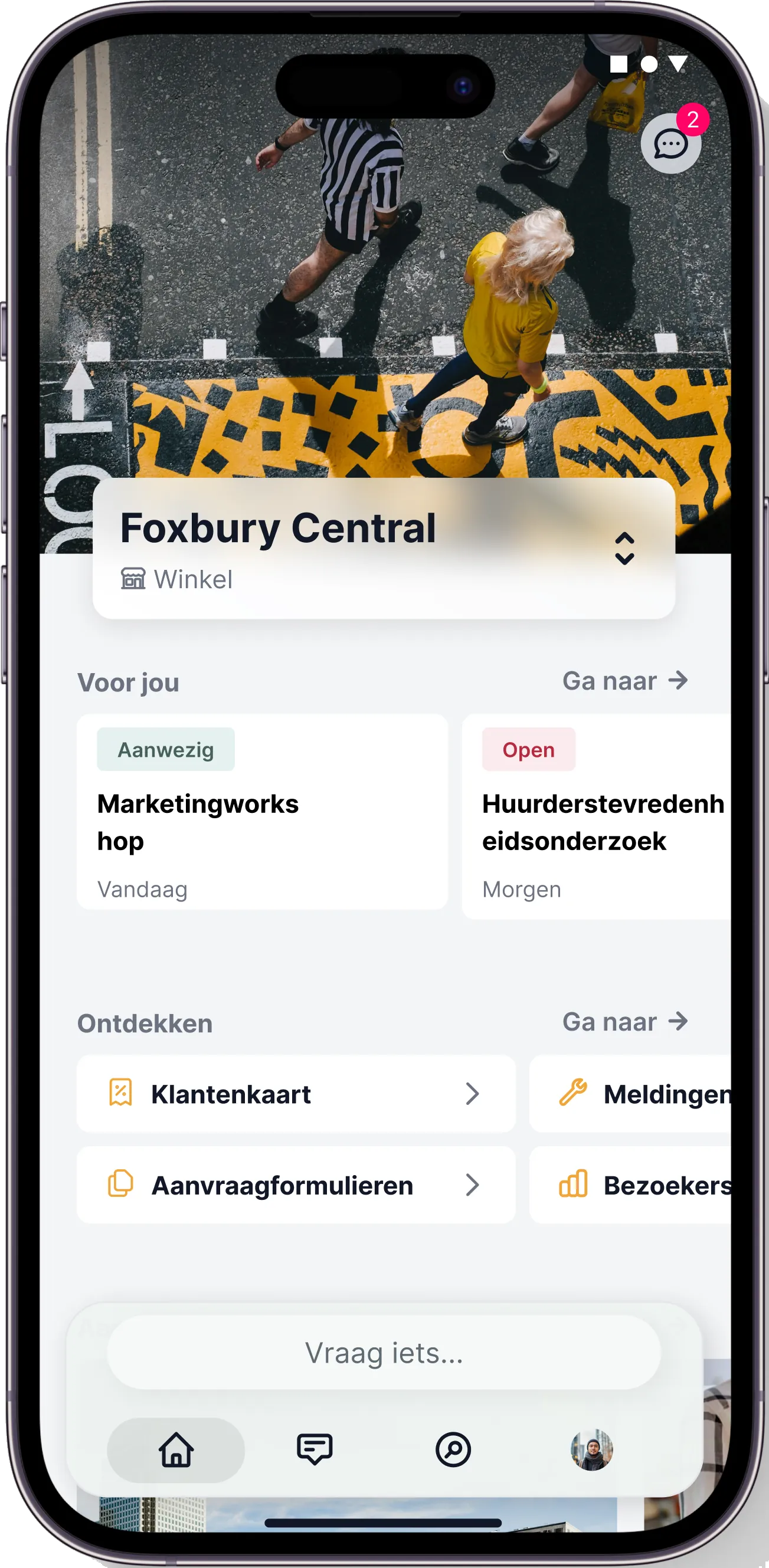 In de app